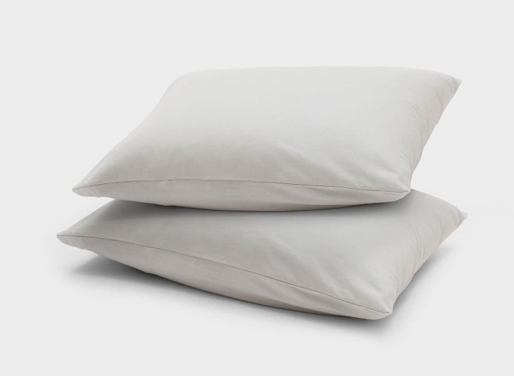 Premium 100% Australian cotton jersey pillowcases by It-Fits on two stacked pillows, 2 pack designed for ultimate comfort and a luxurious sleep.